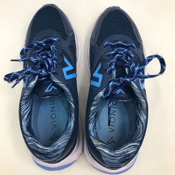 Vionic Satima Navy Light Blue Lace Up Athletic Performance Athleisure Sneakers - Picture 9 of 16